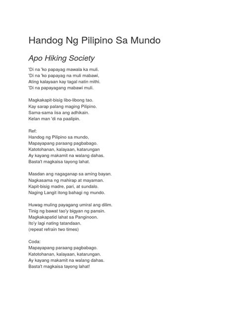 Handog ng pilipino sa mundo jim paredes lyrics